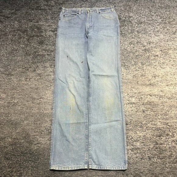 Vintage 70s Levi's Strauss Jeans 31x34 Light Blue Straight Flare Western - Picture 1 of 16
